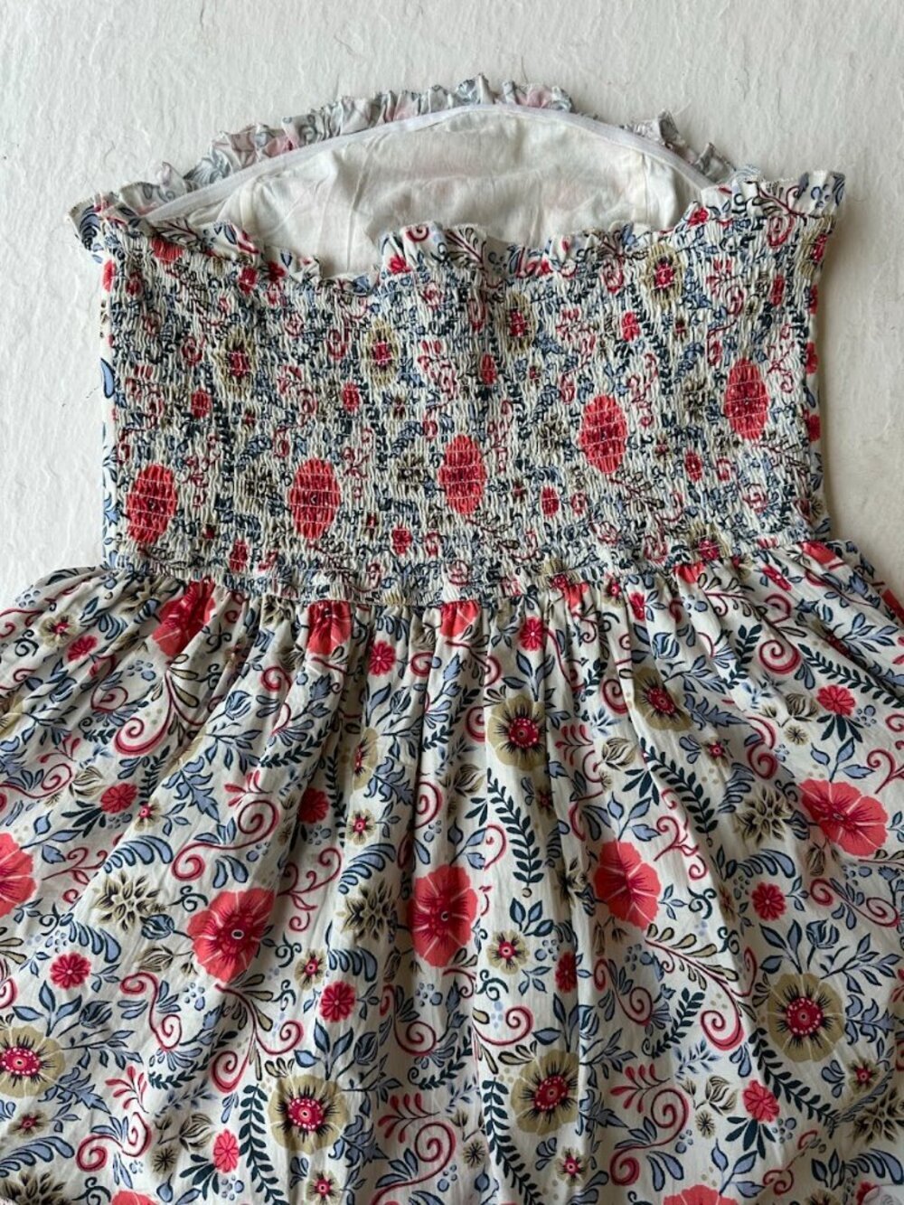 Anthropologie Forever That Girl Strapless Mini Dress L Floral Ruffle Boho - Picture 6 of 14